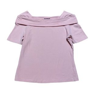 Limited Too Y2K Vintage Plain Pink Over The Shoulder Fold Short Sleeve Shirt 7Jr